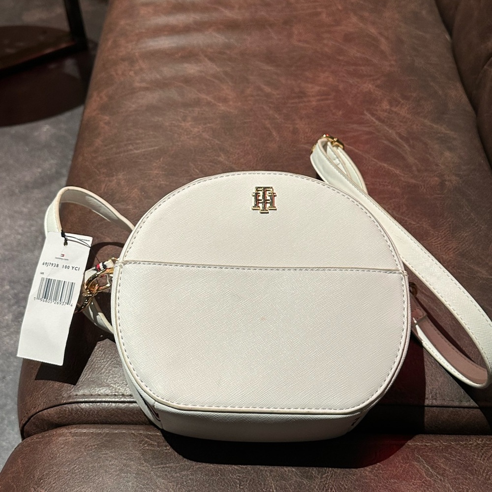 Tommy Hilfiger Cream Round Crossbody Bag